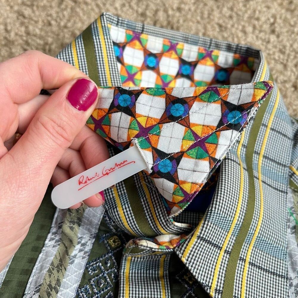 Robert Graham Patchwork Panel Button-Down Shirt –… - image 7
